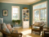 Handsome-Family-Room-Farmhouse-design-ideas-for-Teal-Blue-Paint-Image-Gallery-1